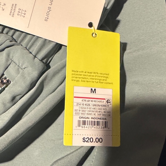 Size Medium Women’s All in Motion Green Woven Mid Risw Shorts 4” - Picture 5 of 7